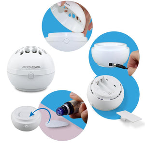 AromaHouse AromaPearl Electric and Battery Operated Personal Aromatherapy Diffuser Great for The Home, Office and for Travel (White)
